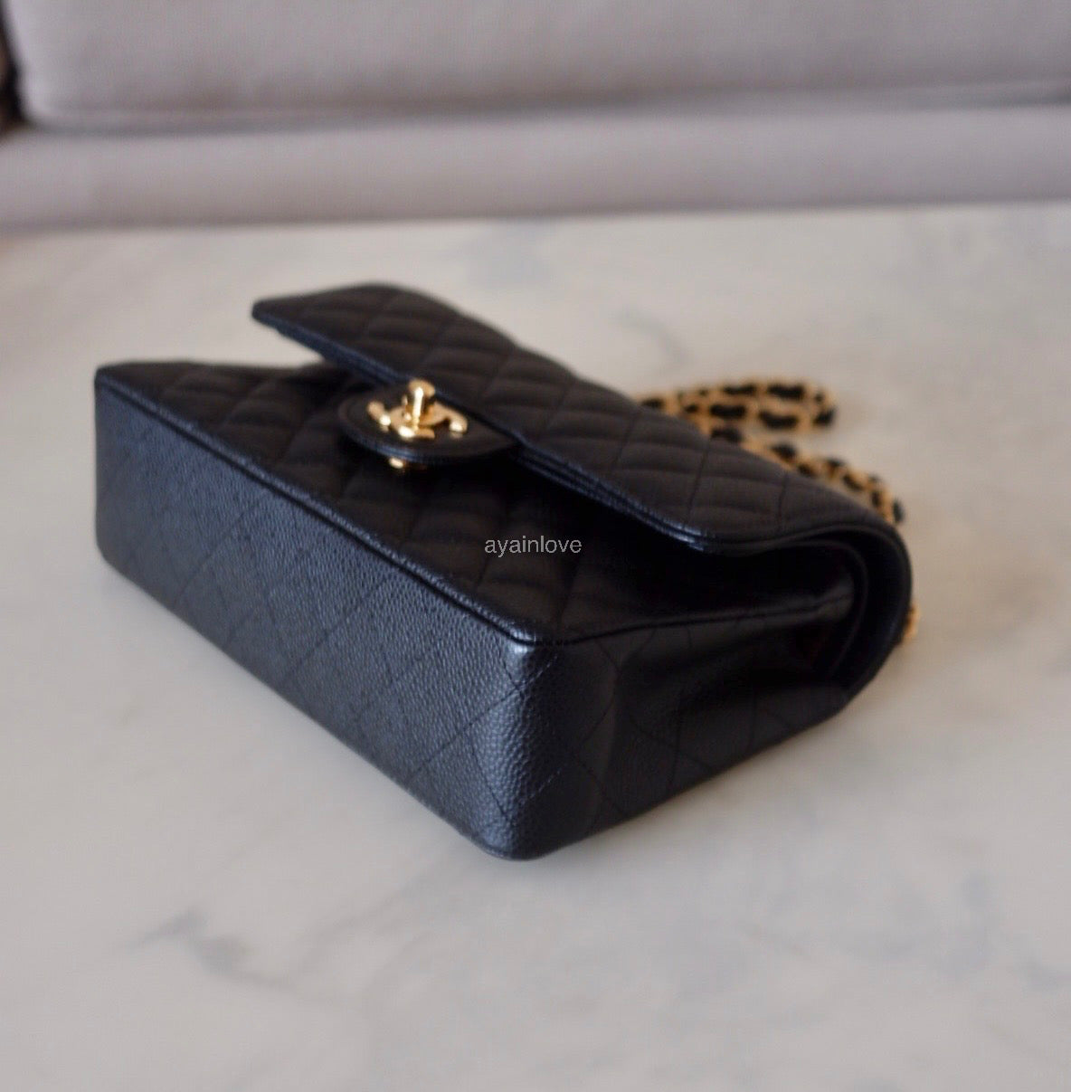 CHANEL Black Caviar Quilted Small Classic Flap Bag Gold Hardware