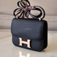 HERMES Constance Mini 18 Noir Black Epsom Rose Gold Hardware W Stamp