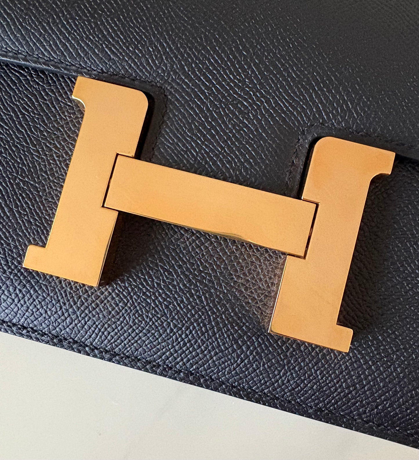HERMES Constance 24 Noir Black Epsom Rose Gold Hardware D Stamp