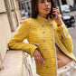 CHANEL 20P Yellow Fantasy Tweed Jacket Size 34FR