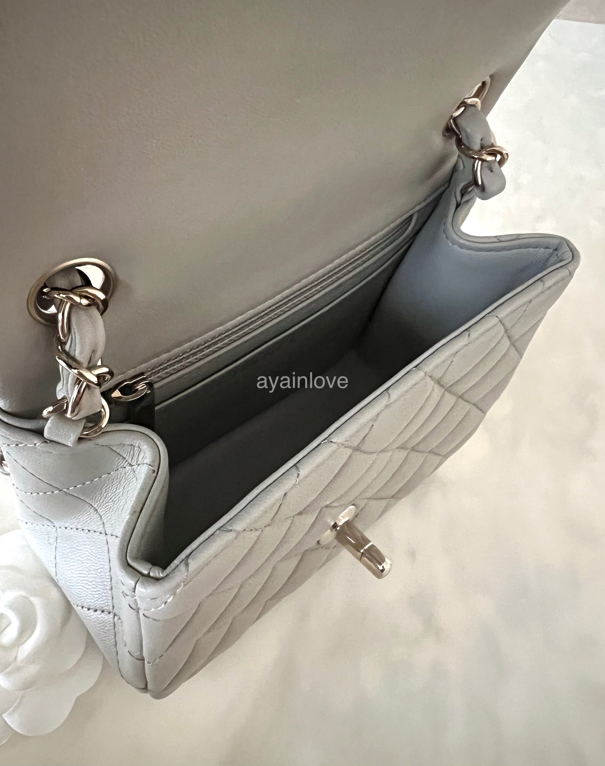 Brand new CHANEL Classic Mini Flap Bag 22C Light Gray Handbag Lamb Skin  Leather