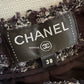 CHANEL 17B Houndstooth Black Silver Grey Wool Fantasy Tweed Skirt Size 38FR