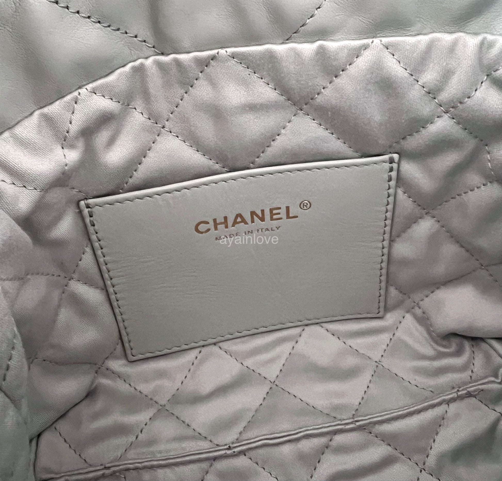 CHANEL 23S Mini 22 Light Blue Shiny Calf Skin Bag Gold Hardware – AYAINLOVE  CURATED LUXURIES
