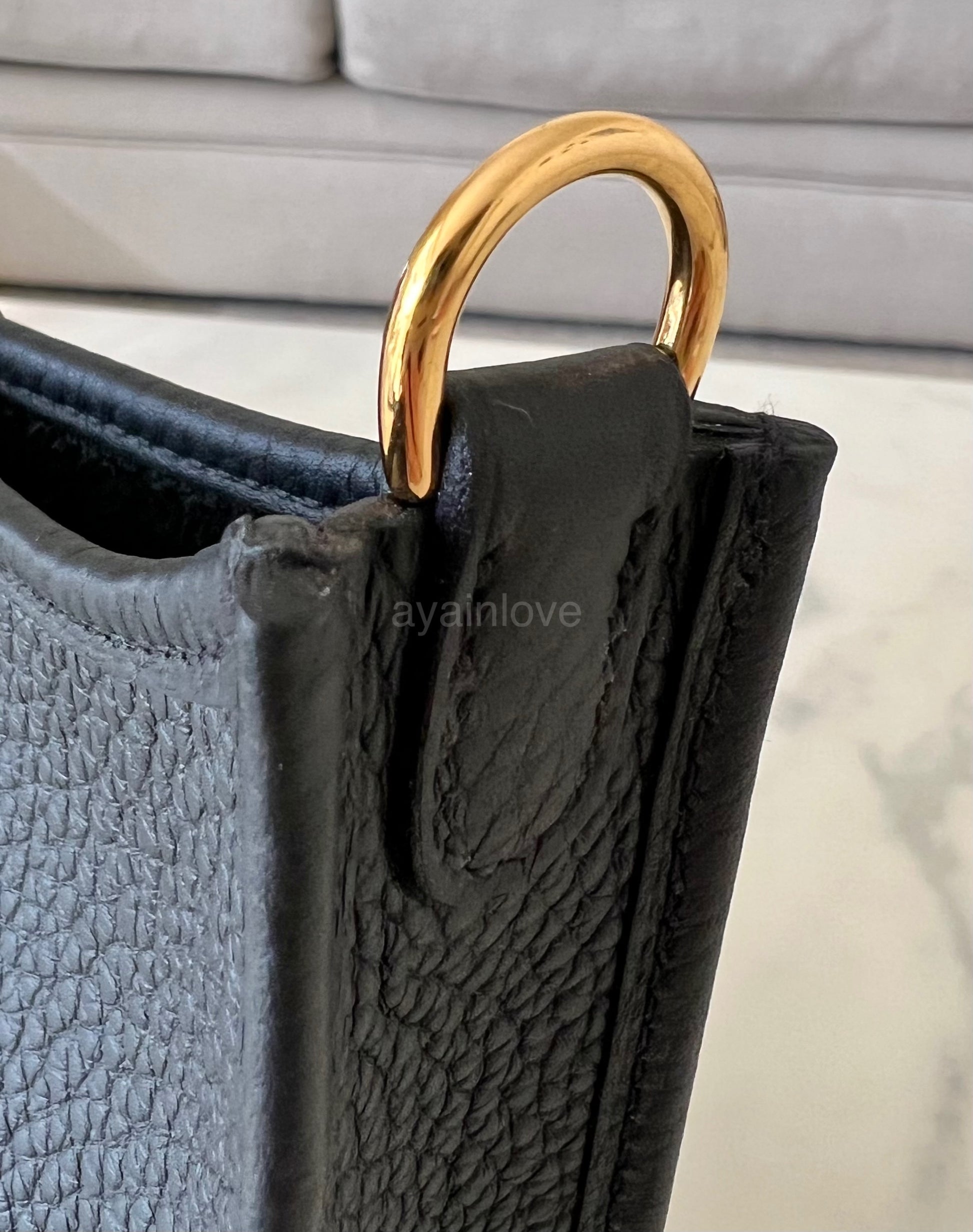 Hermes 16cm Black Clemence Leather Evelyne TPM Bag - Yoogi's Closet