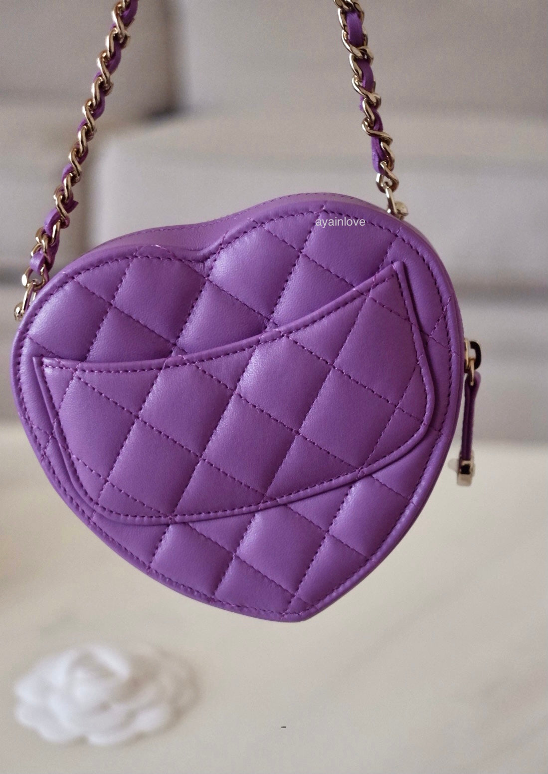Heart Shape Quilted Purse Purple