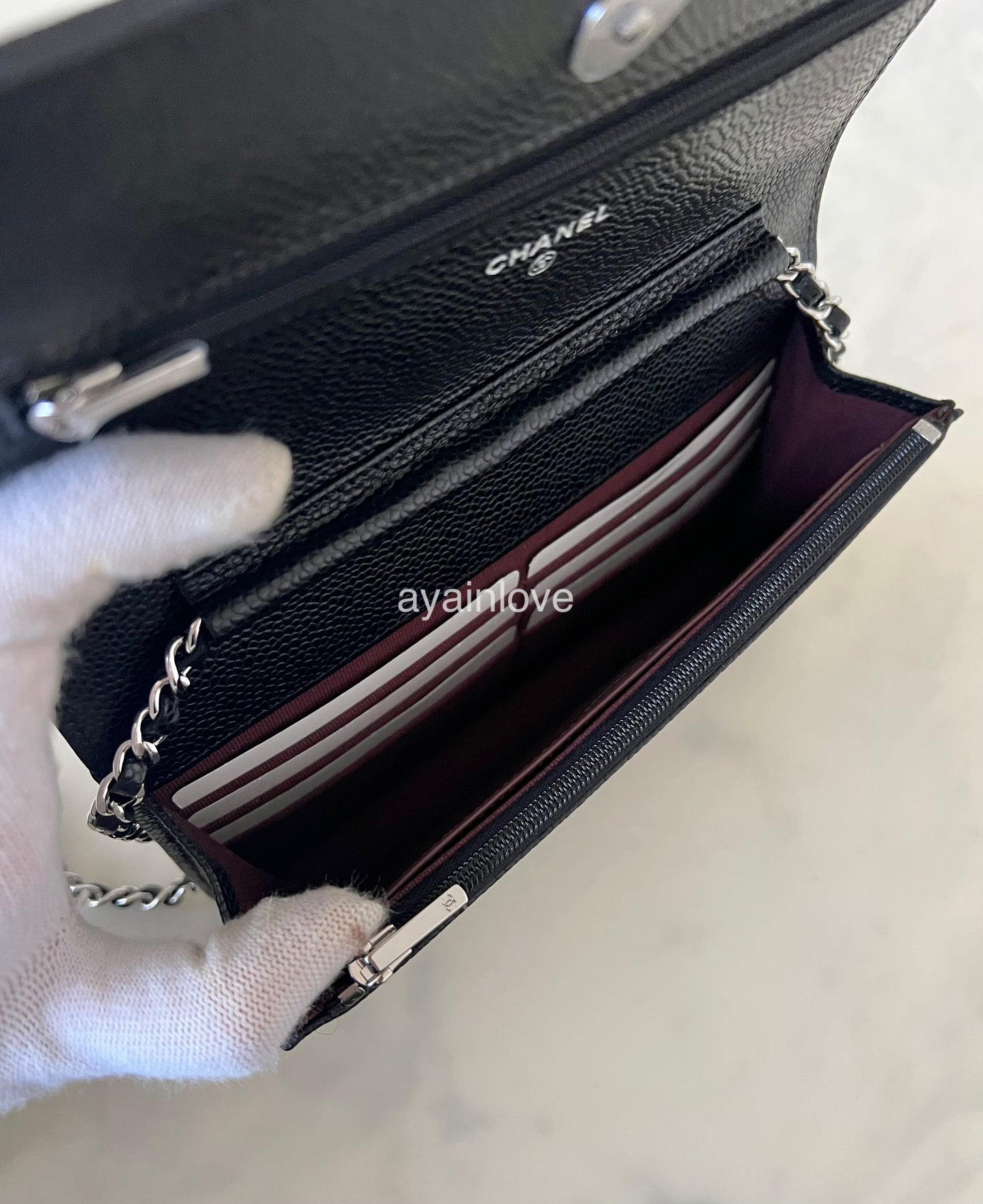 CHANEL Black Caviar Classic Wallet On Chain Microchipped Silver Hardwa – AYAINLOVE  CURATED LUXURIES