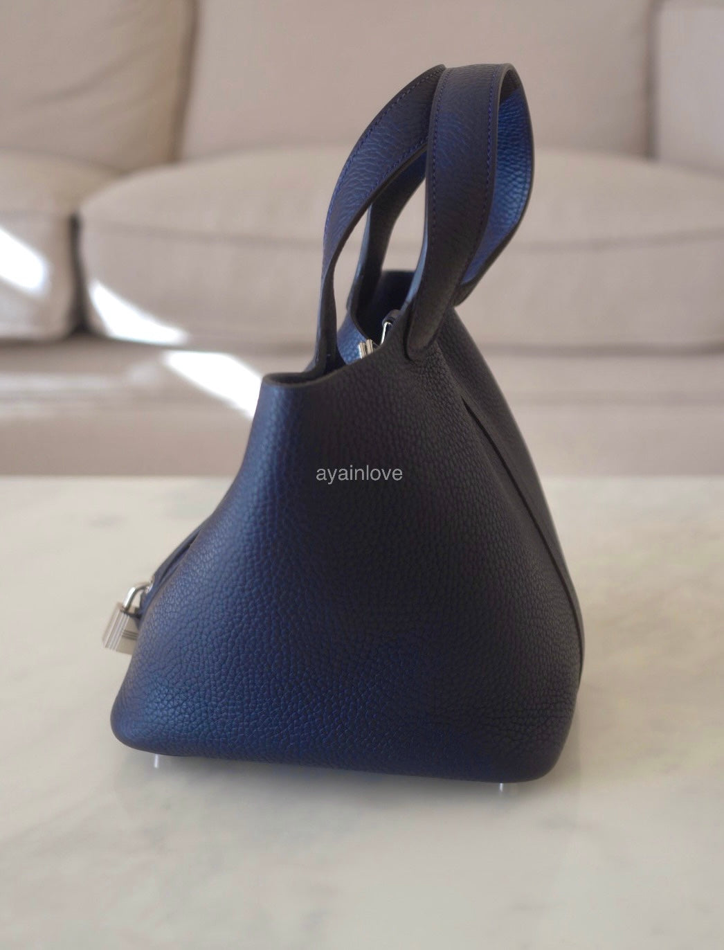 HERMES Picotin Lock 18 Midnight Blue Bleu Nuit Clemence Palladium Hard AYAINLOVE CURATED LUXURIES
