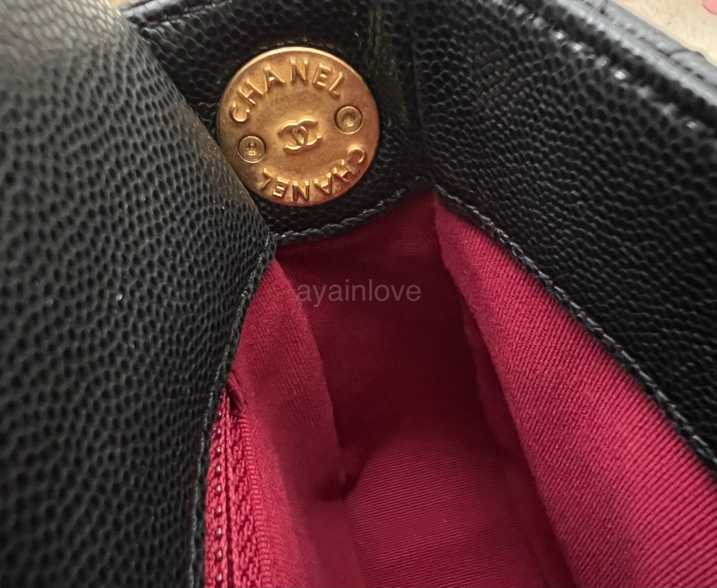 CHANEL 22A Black Caviar Twist Your Buttons 21cm Mini Flap Bag Gold