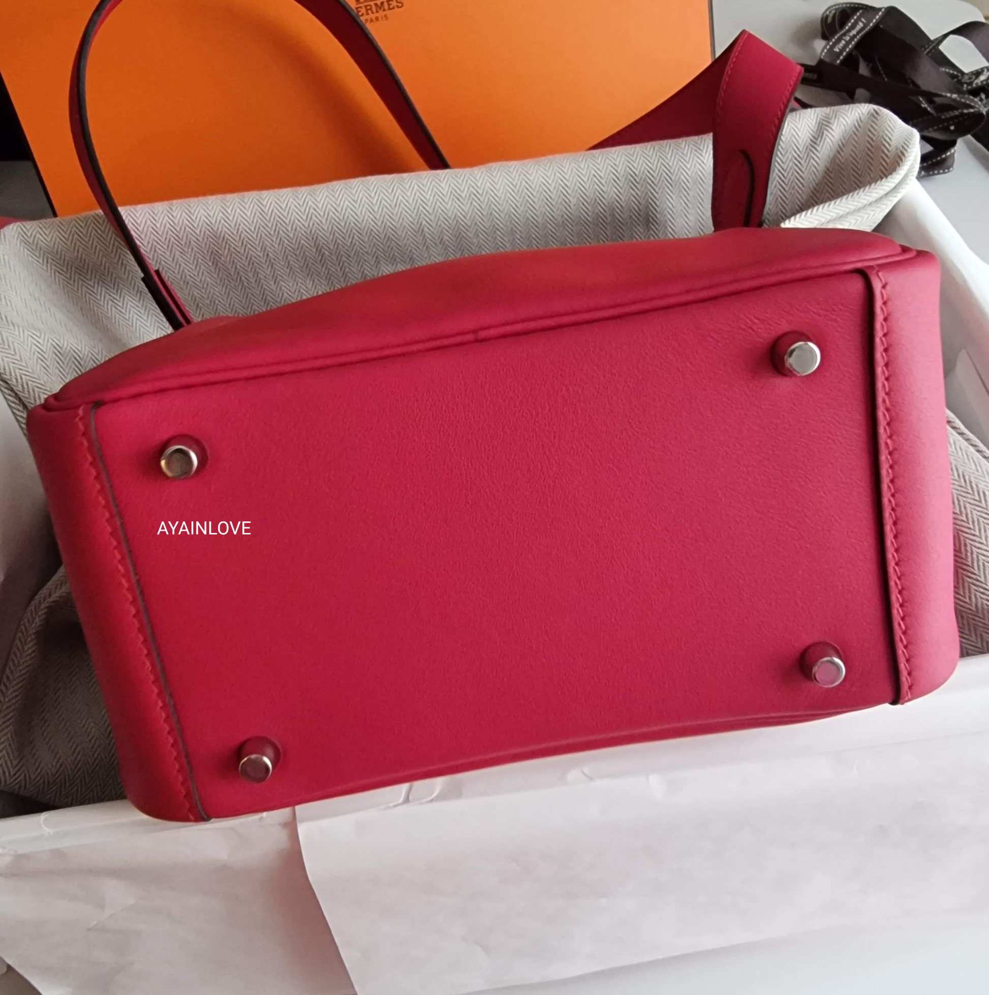 HERMES Mini Lindy Verso Framboise Rouge Sellier Swift Palladium HERMES Mini Lindy Verso Framboise Rouge Sellier Swift Palladium