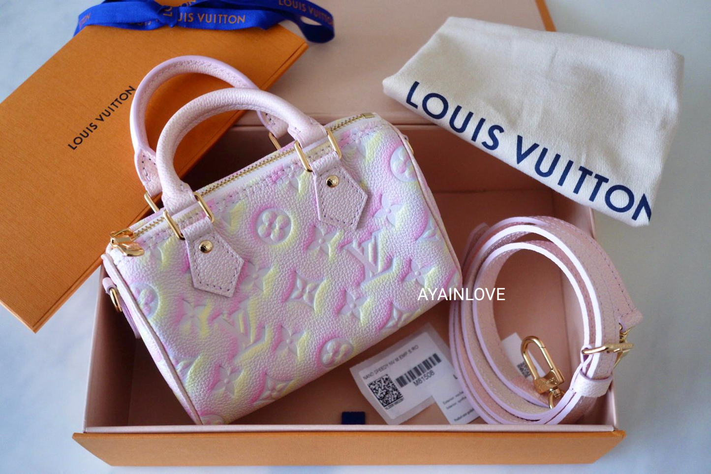 Louis Vuitton SPEEDY NANO STARDUST Pink Yellow Leather ref.568257