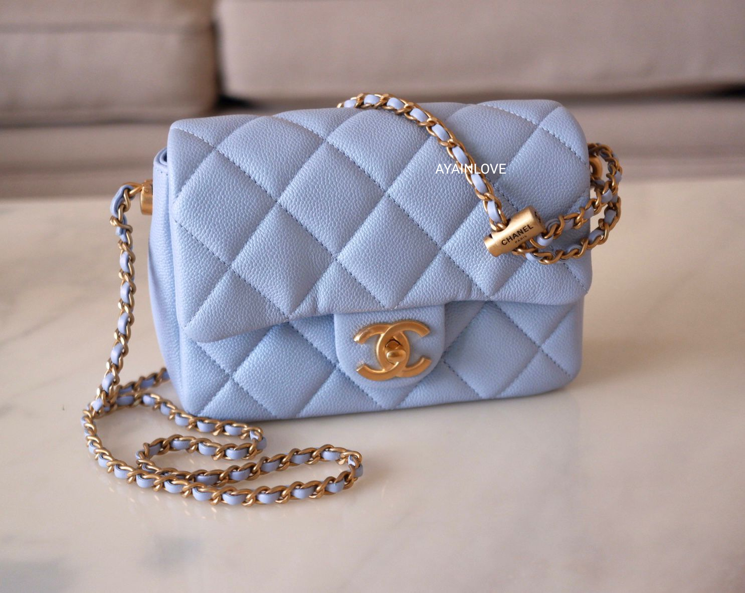 chanel shopping bag leather small