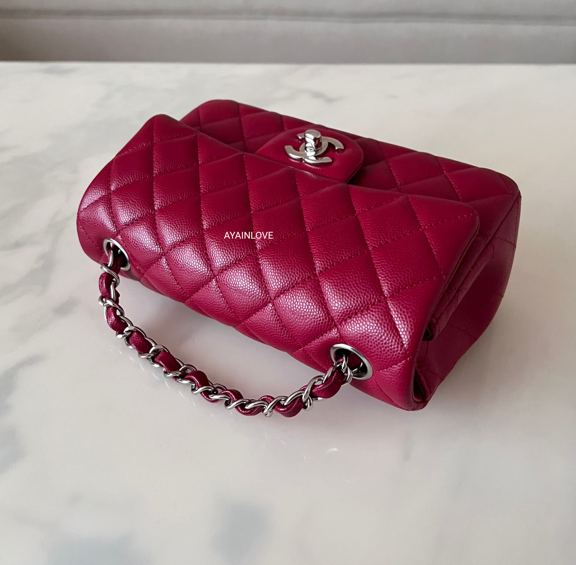 CHANEL 18B Dark Pink Caviar Rectangular Mini Bag Silver Hardware –  AYAINLOVE CURATED LUXURIES