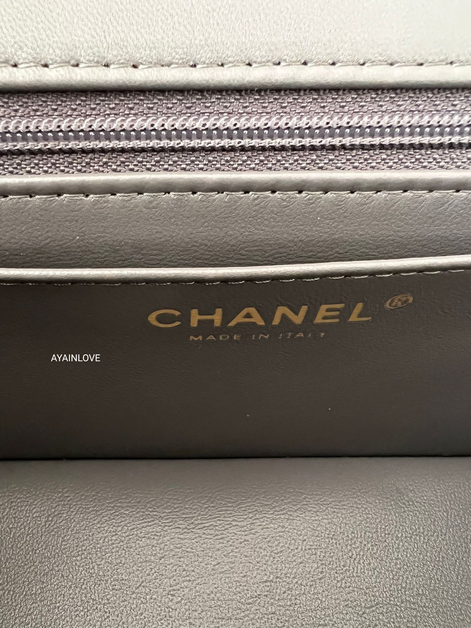 CHANEL 22A Grey Lambskin Top Handle Rectangle Mini Light Gold CHANEL 22A Grey Lambskin Top Handle Rectangle Mini Light Gold