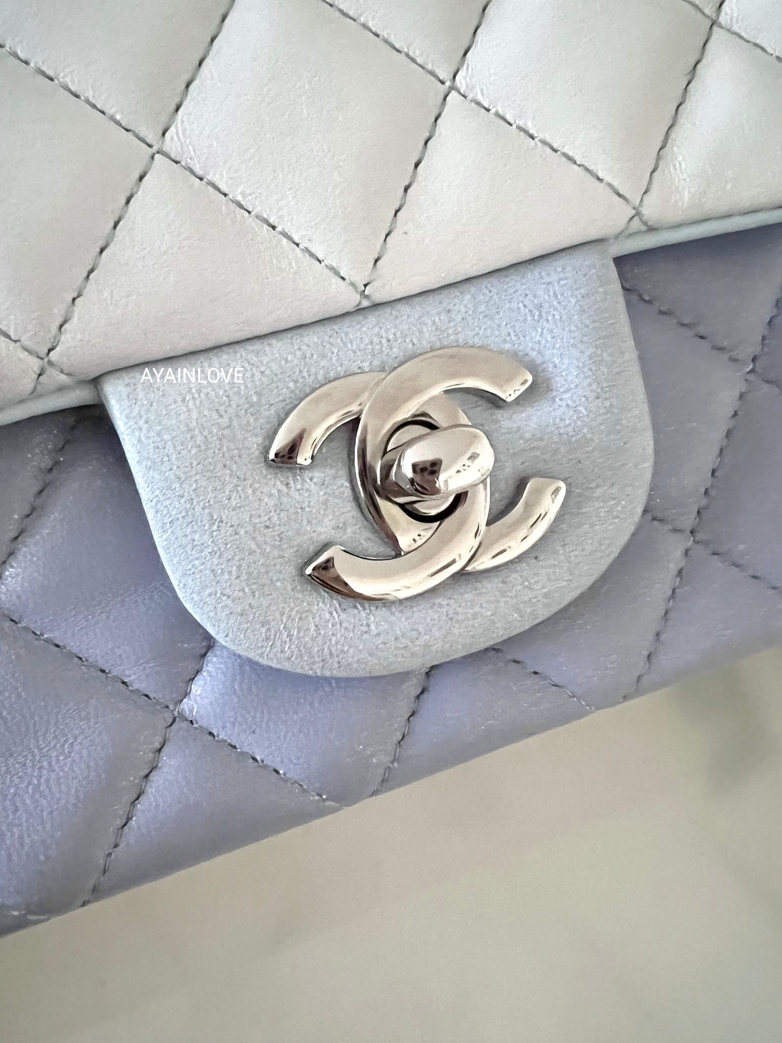 Chanel Mini rectangular purple lambskin with silver hardware 20C new.