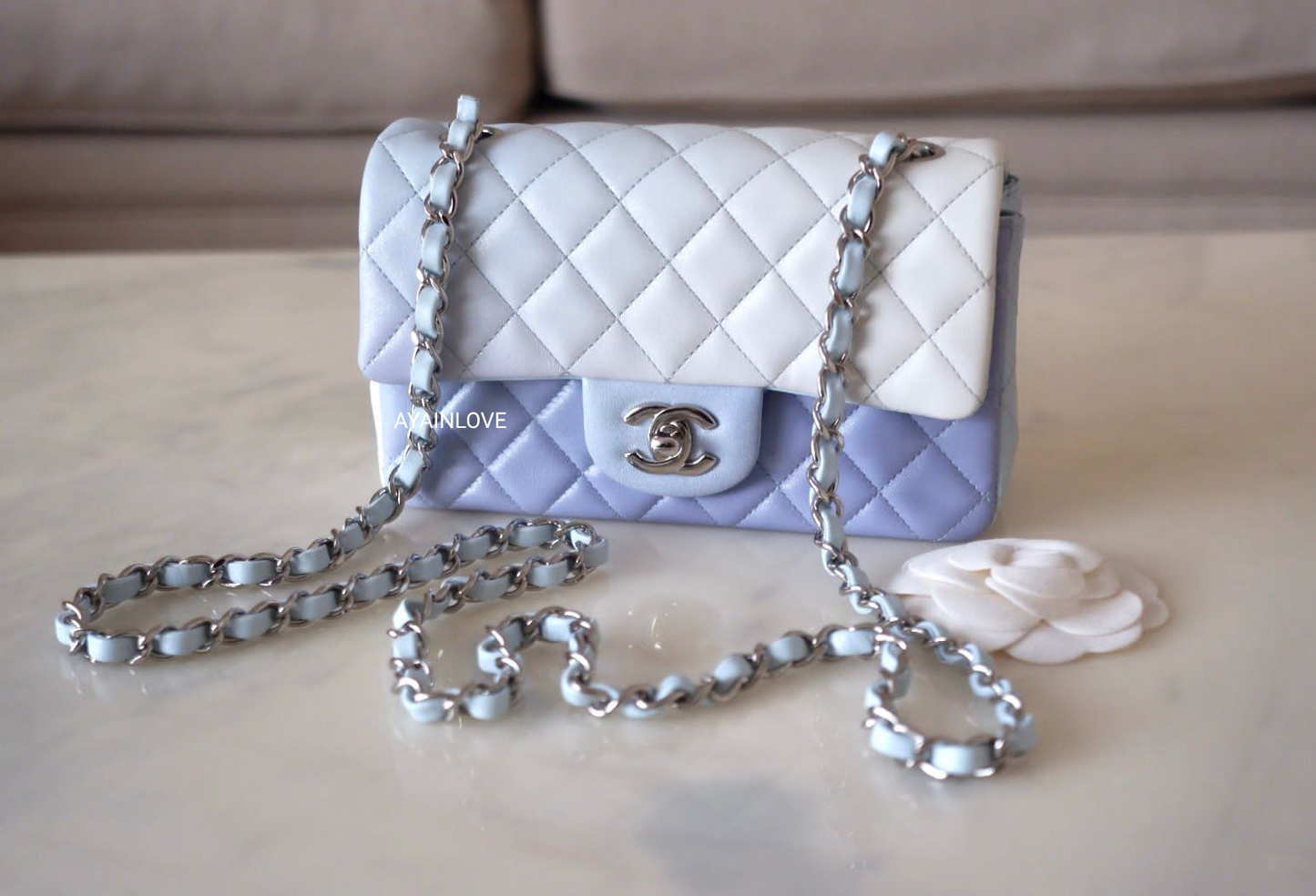 CHANEL 21K Iridescent Blue Ombre Multicolour Lamb Skin Rectangular Min –  AYAINLOVE CURATED LUXURIES