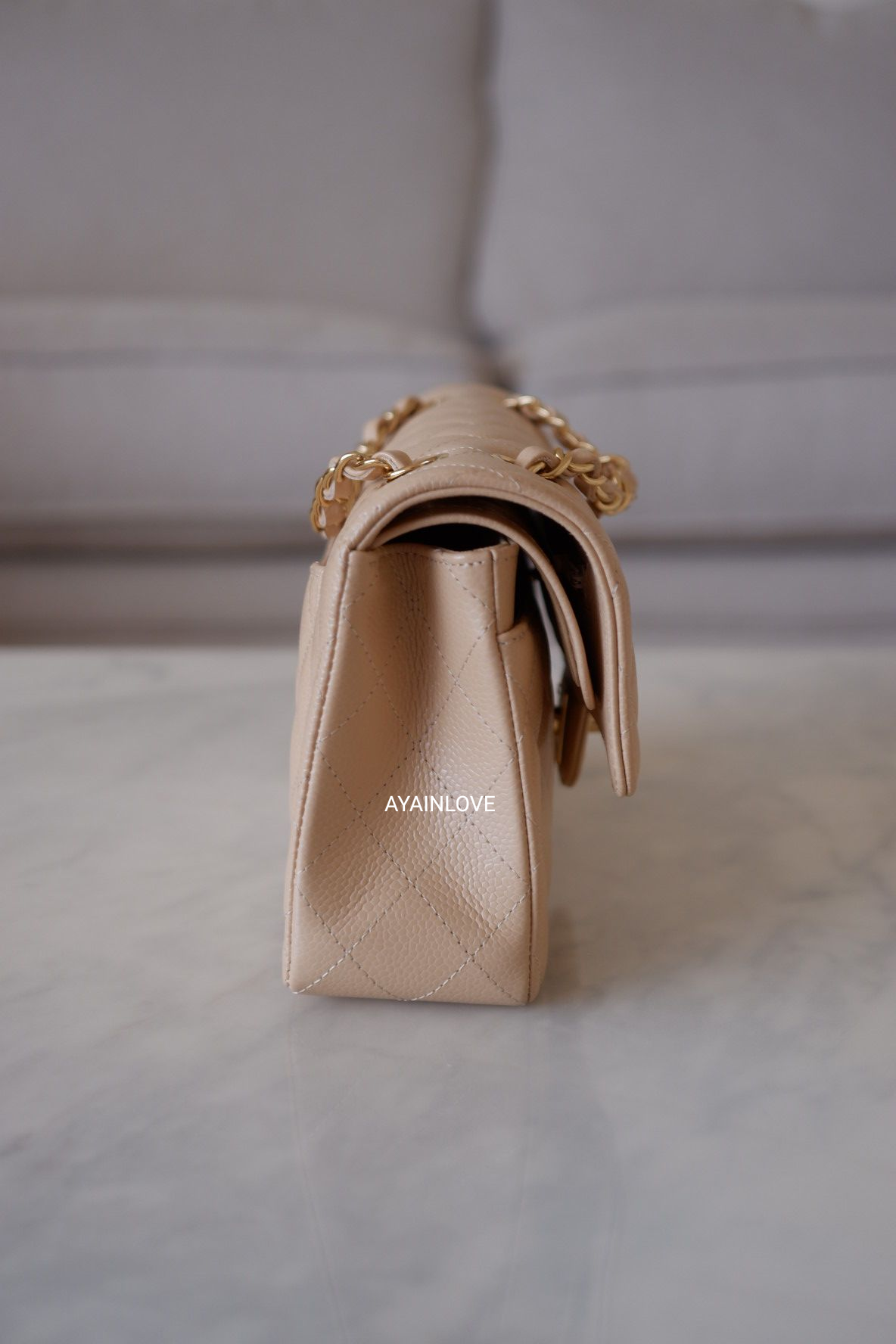 CHANEL Beige Clair Caviar Small Classic Flap Bag Gold Hardware New AYAINLOVE CURATED LUXURIES