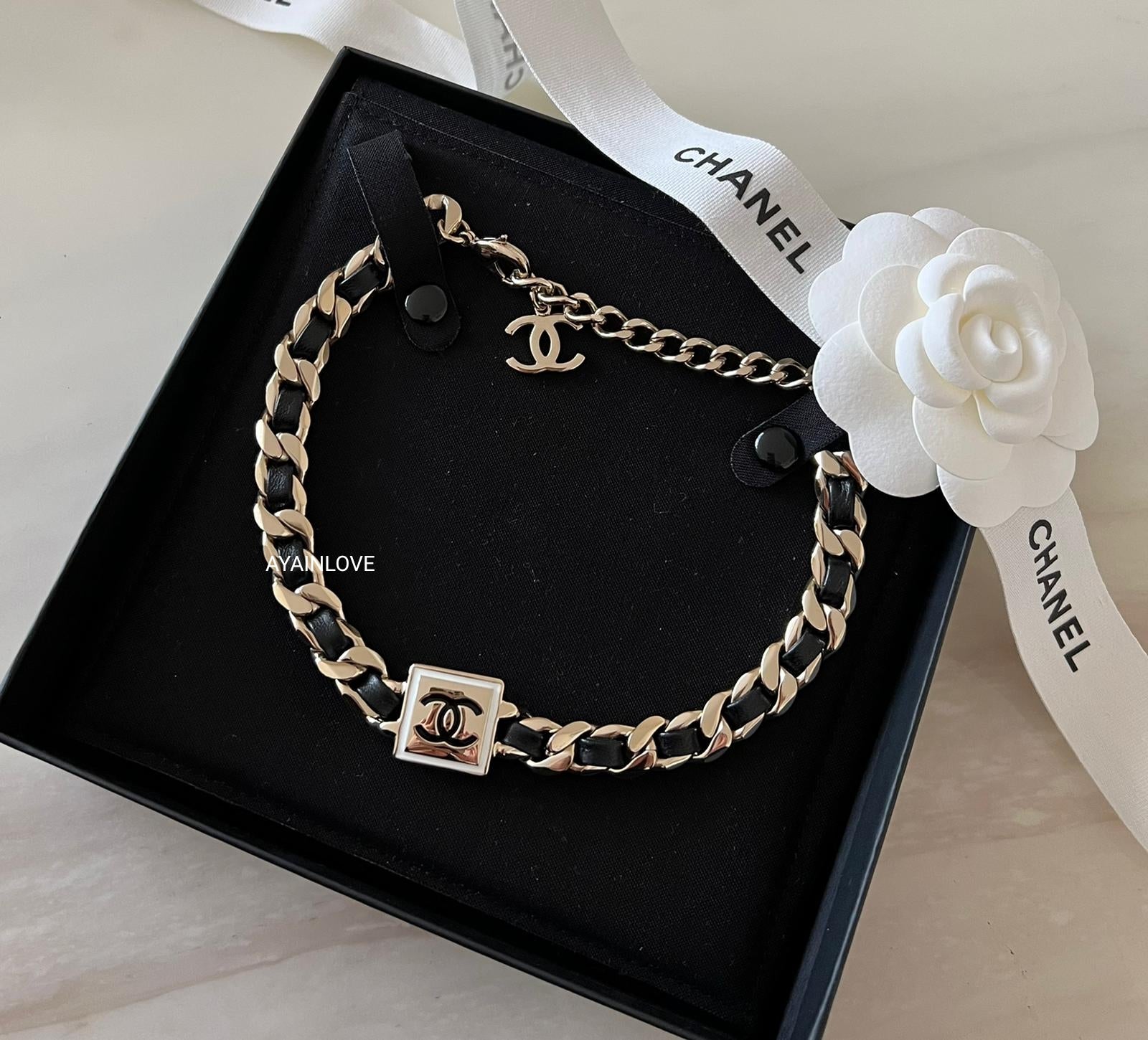 Chanel REV Gold Cuban Chain Link Metal Interlocking CC Cuff Logo Choker  Necklace  eBay