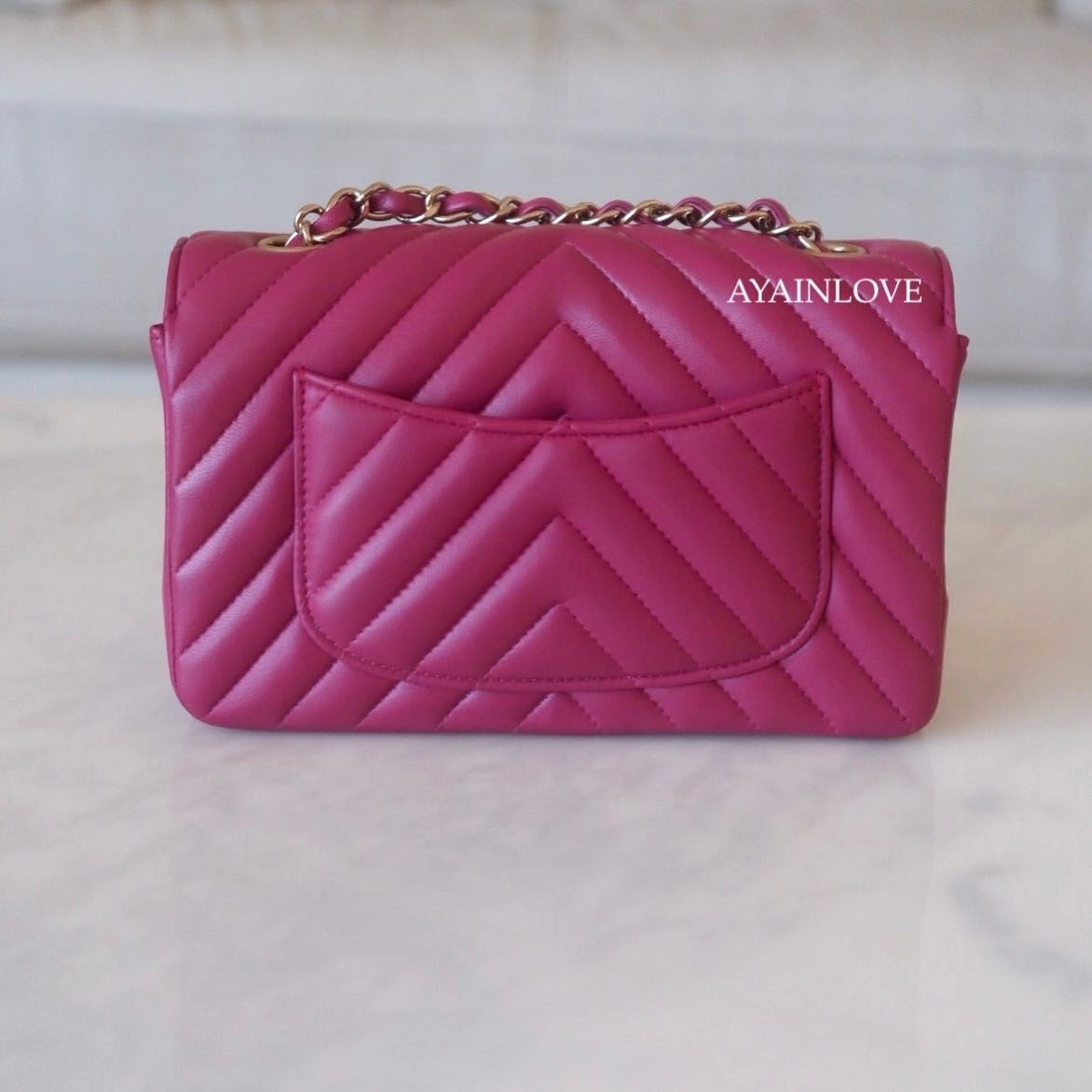 Chanel Pink Quilted Lambskin Mini Square Flap Bag Pale Gold Hardware, 2022