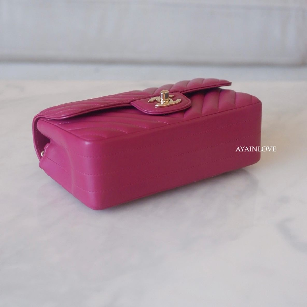 Chanel Raspberry Pink Mini Rectangular Bag With Brushed Gold