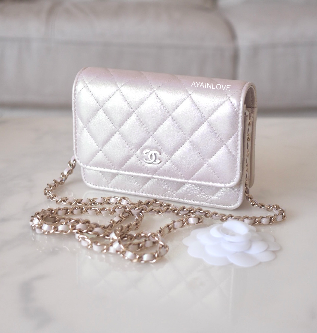 CHANEL Iridescent Caviar Quilted Wallet on Chain WOC Rose Pink 1291074