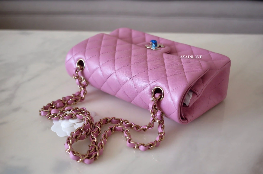 Chanel Medium Classic Double Flap Bag Light Pink Lambskin Light Gold  Hardware