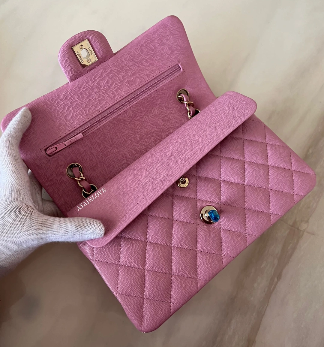 classic chanel flap bag small pink
