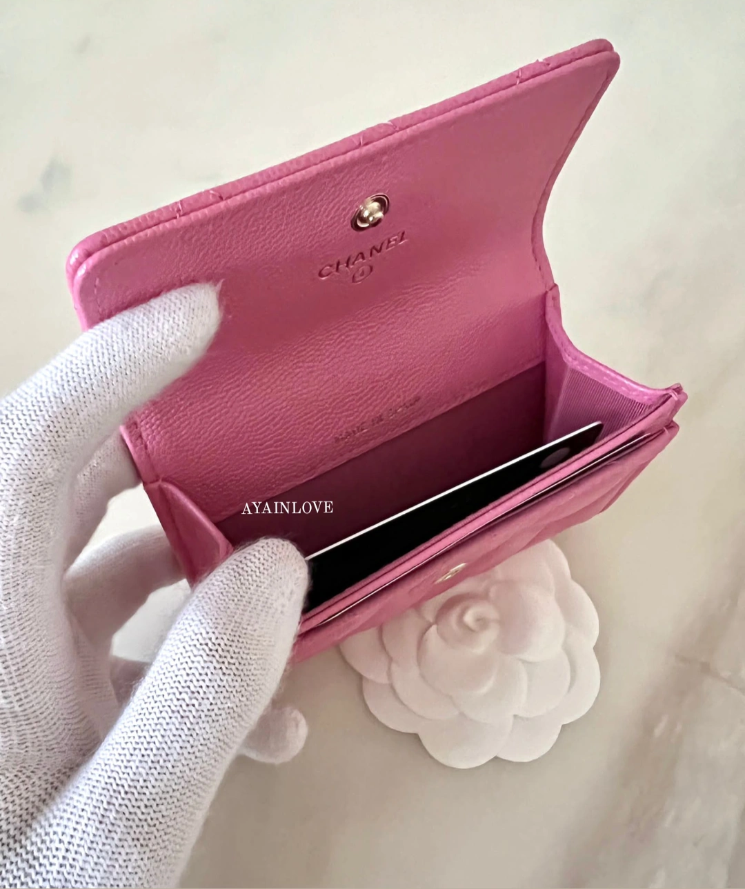 Chanel Pink Caviar Snap Card Holder at the best price