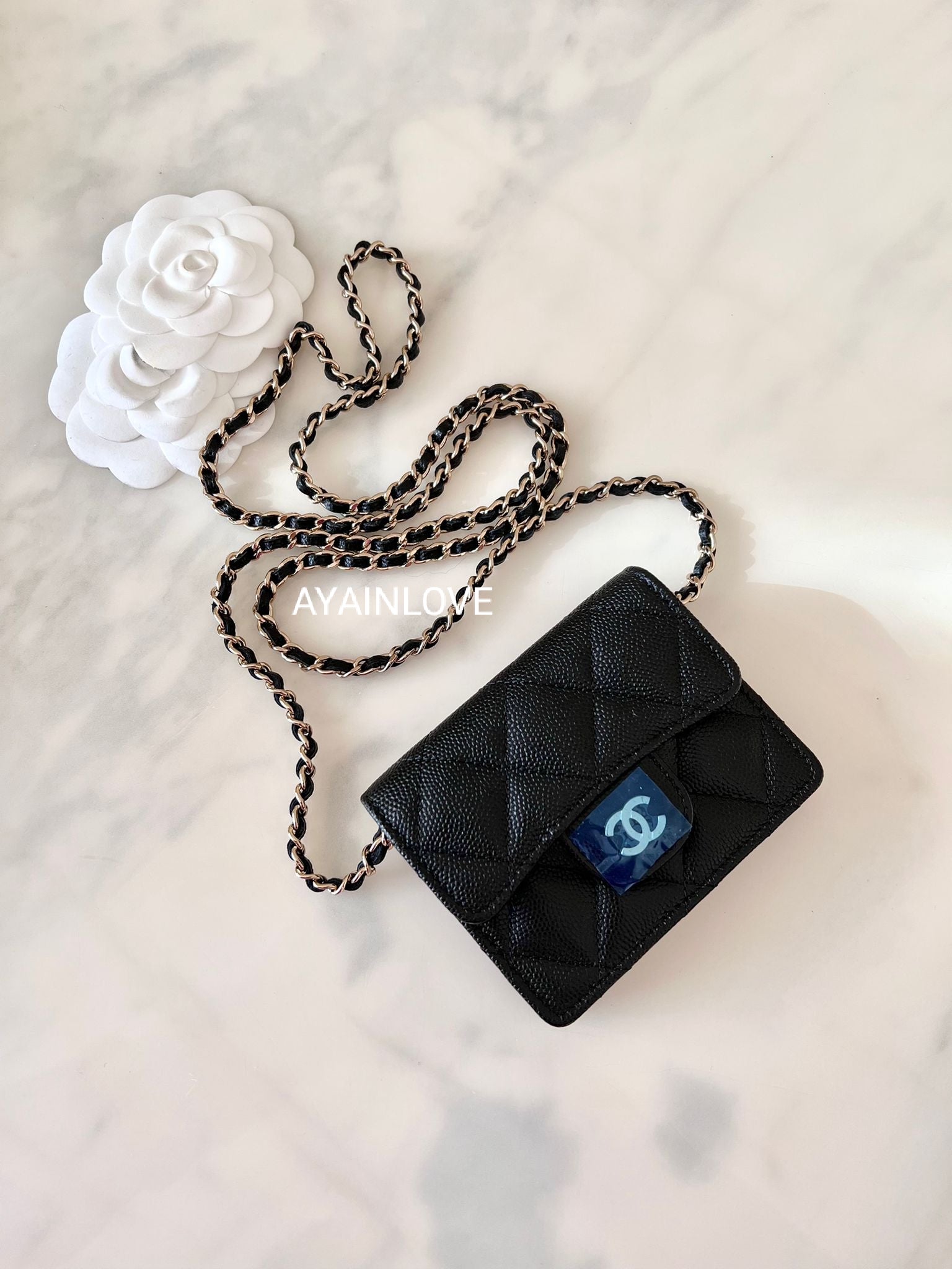 Chanel Card Holder with Chain, Black