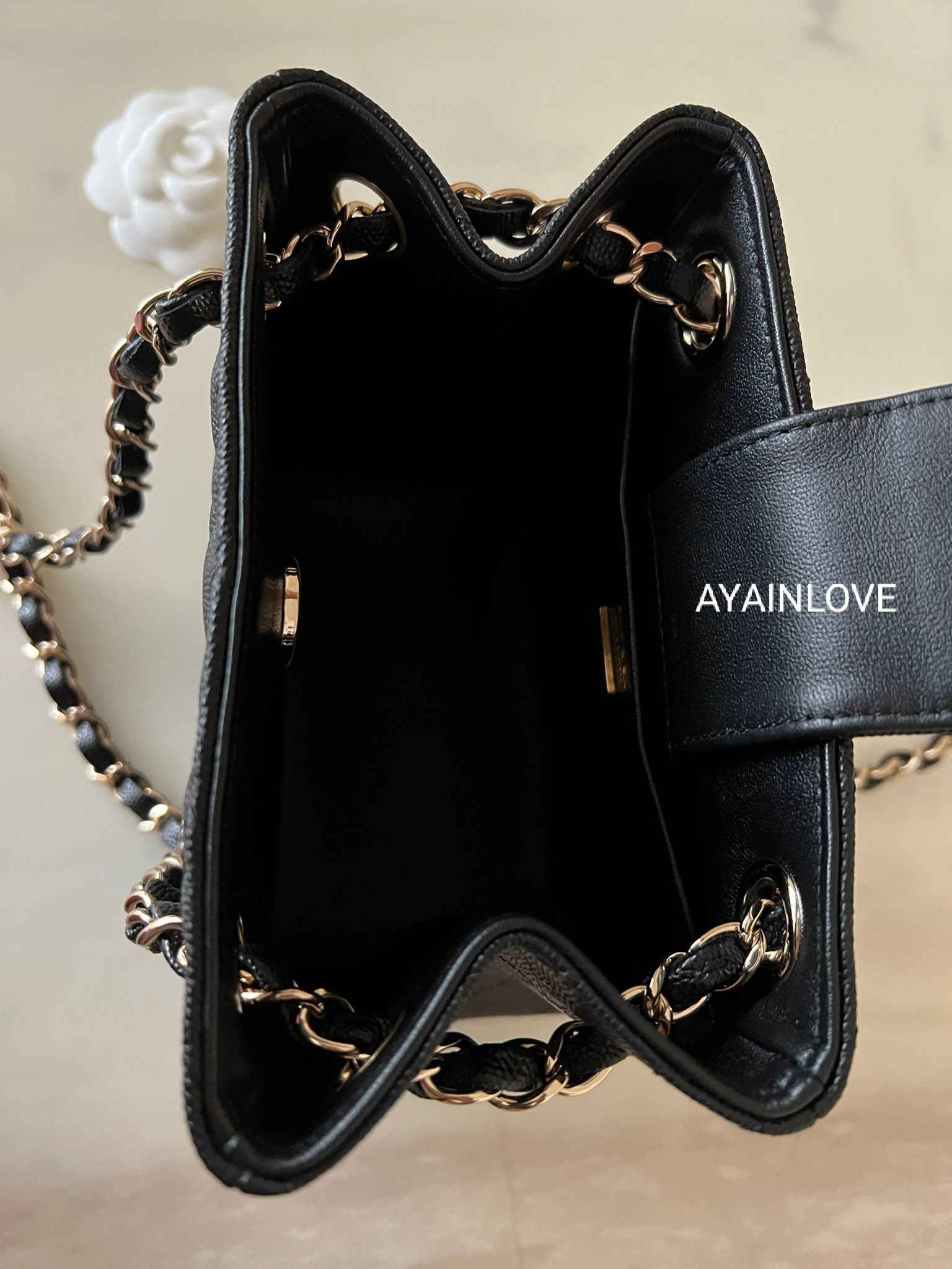 CHANEL 22S Black Caviar Mini Bucket Bag Light Gold Hardware – AYAINLOVE  CURATED LUXURIES