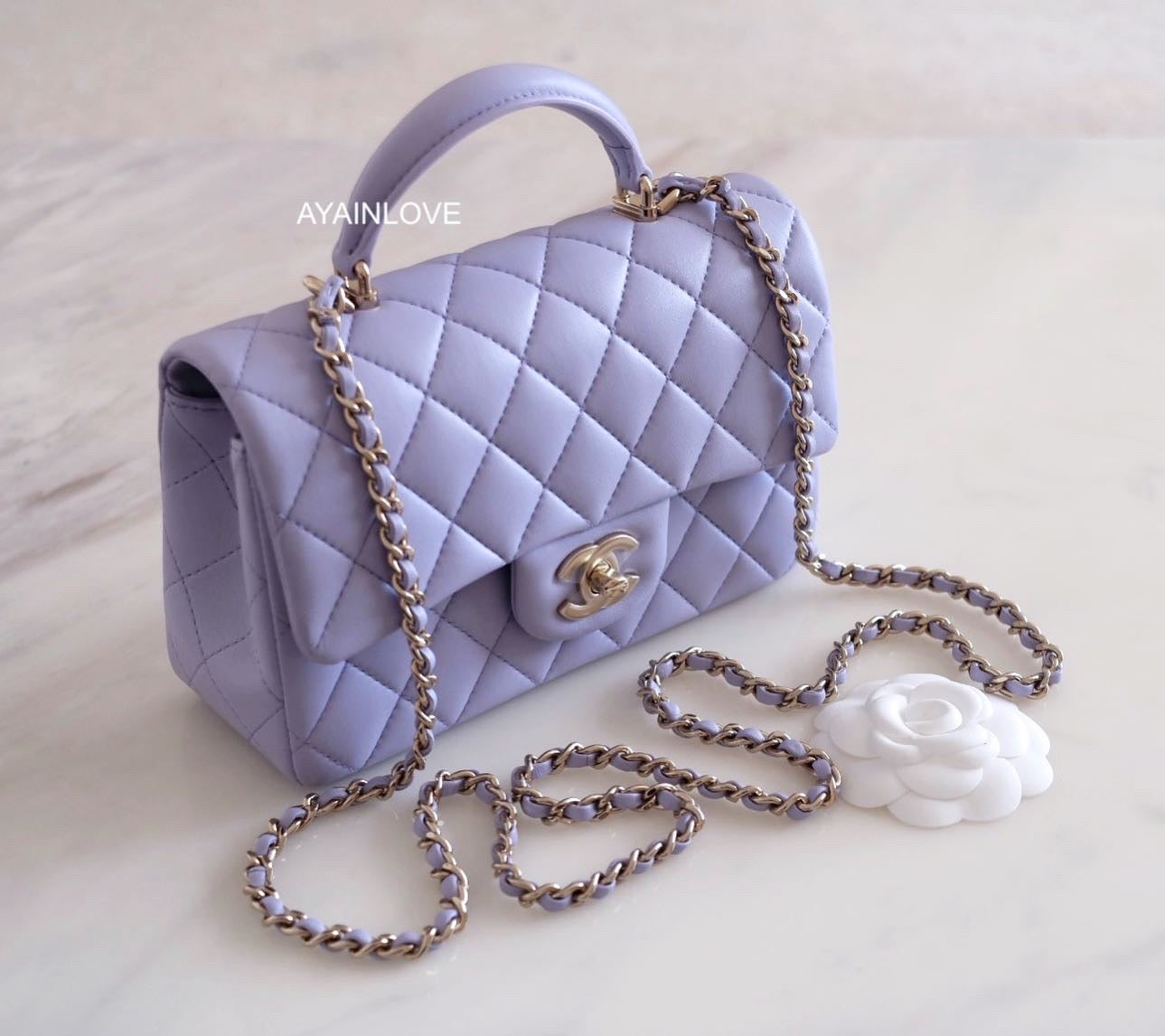 small flap bag with top handle chanel