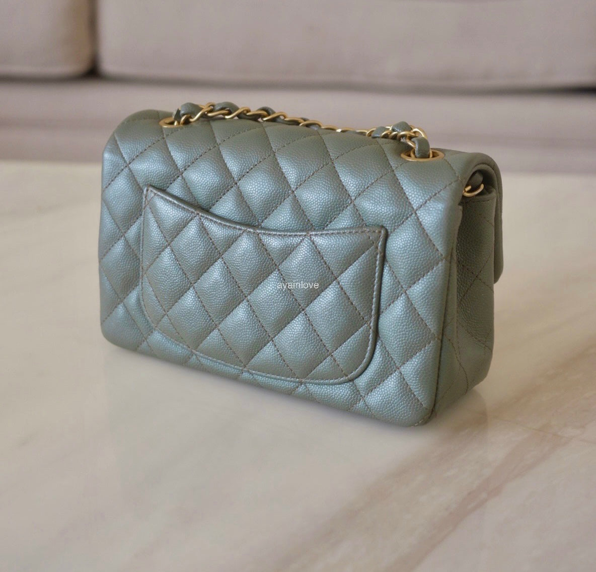 Chanel 18S Iridescent PEARLY Navy BLUE Classic MINI Square CAVIAR Leather  GHW Unboxing #luxurypl38 