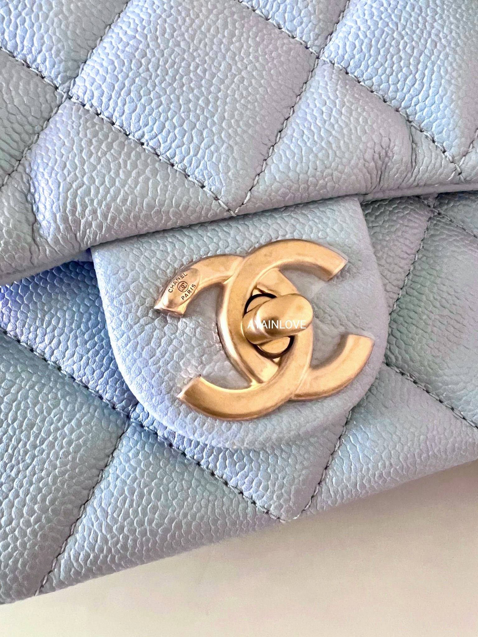 Chanel 21K mini bag blue grained calfskin gold hw