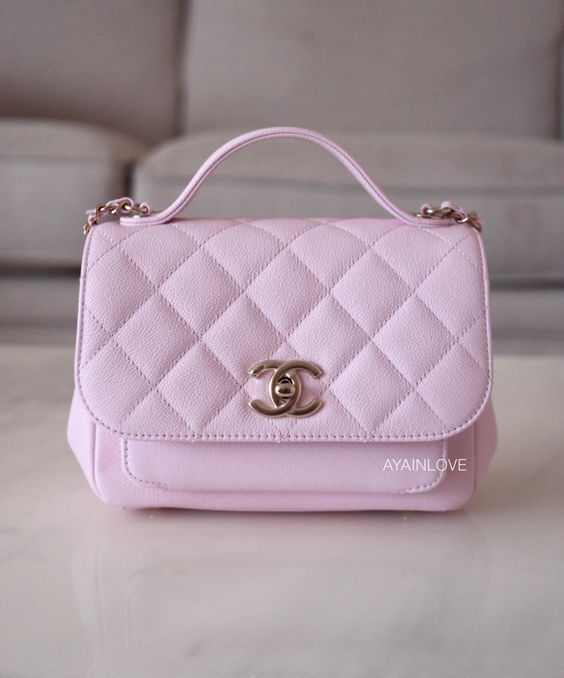 Chanel Mini/Small Coco Handle 22P Light Pink Quilted Caviar with
