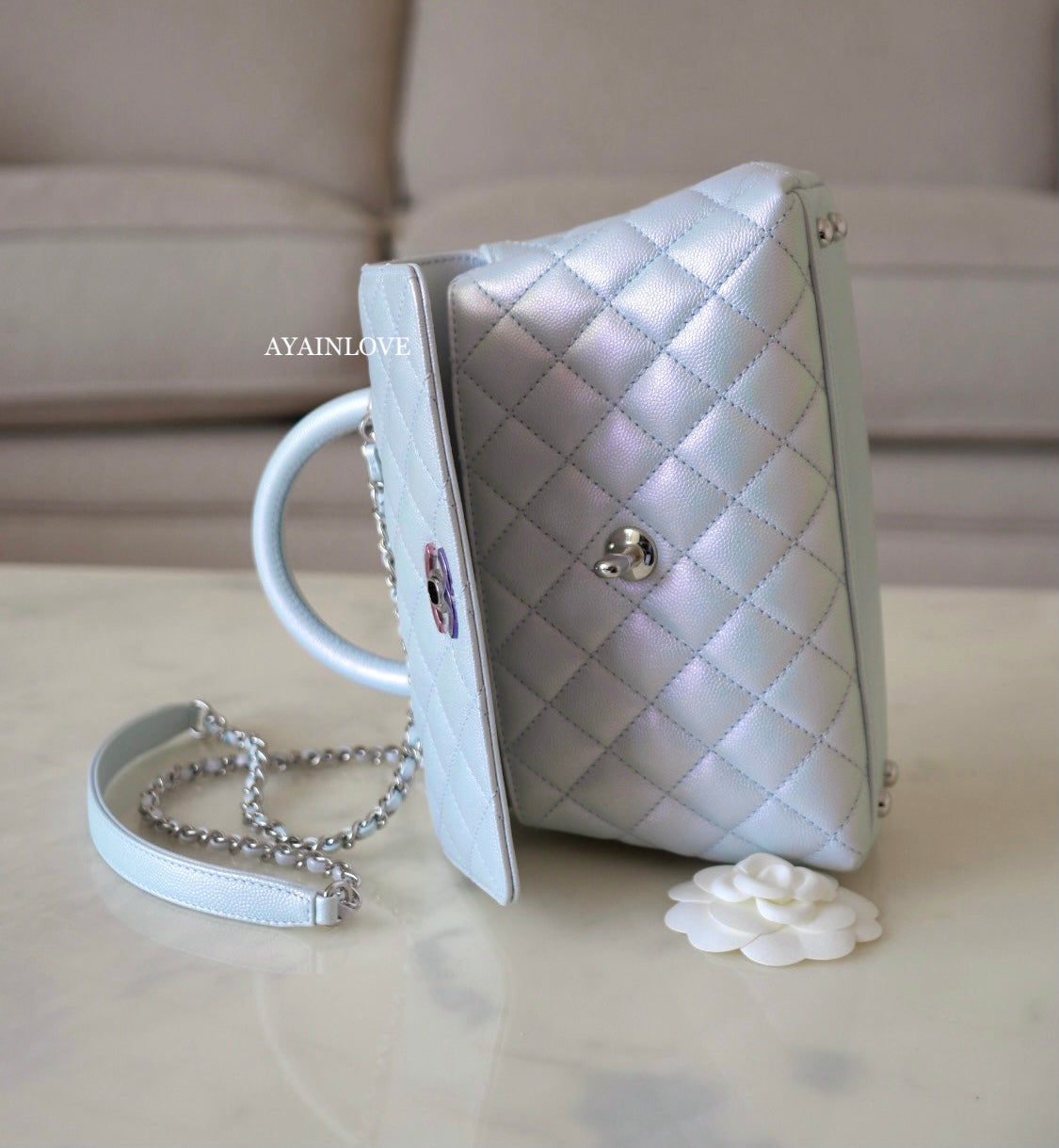 Chanel Classic Medium Flap 21K Silver Caviar with silver hardware
