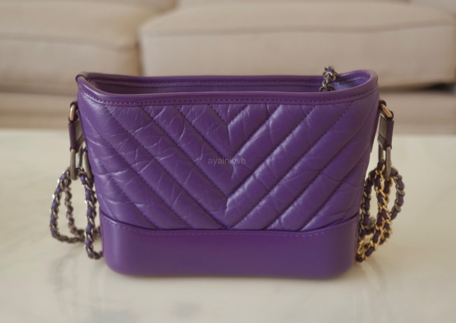 CHANEL 19K Purple Chevron Small Gabrielle Gabby Hobo Bag Mixed Hardwar –  AYAINLOVE CURATED LUXURIES