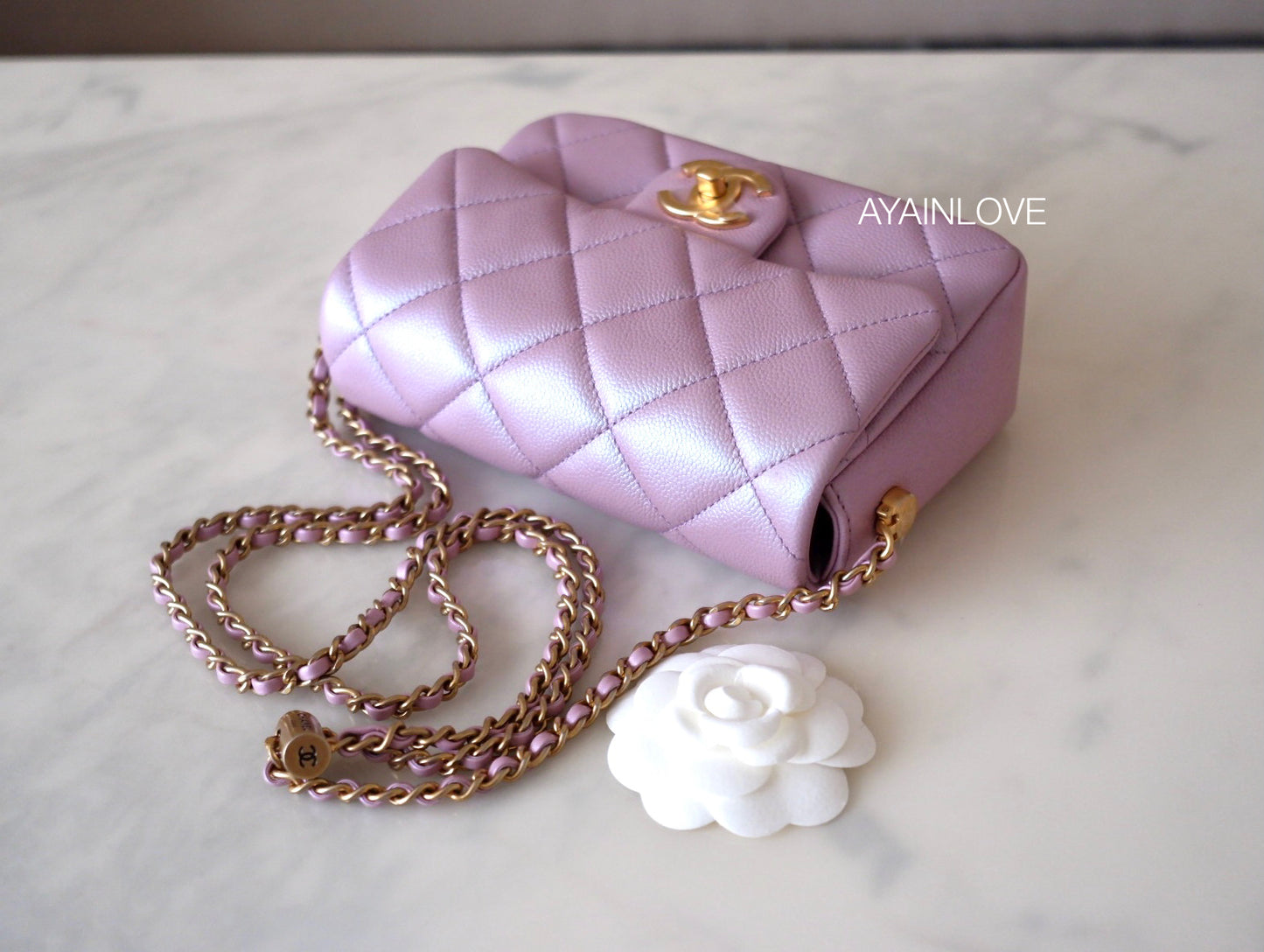 CHANEL 21K Iridescent Pink Caviar My Perfect Square Mini Flap Bag Gold – AYAINLOVE  CURATED LUXURIES