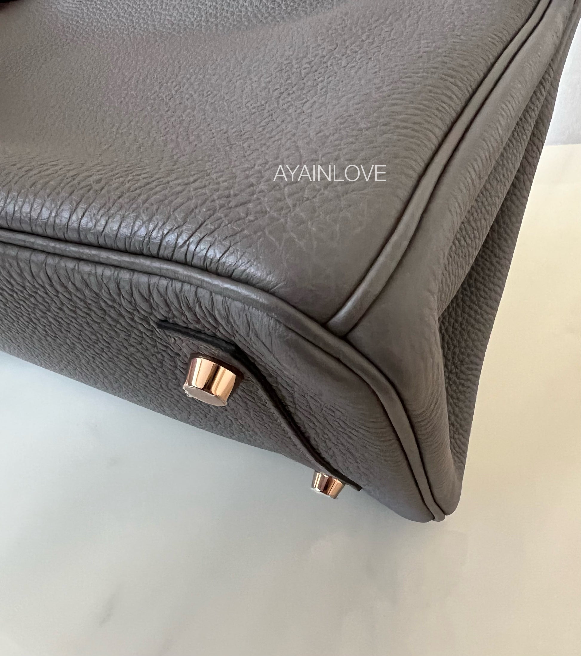Hermes Lindy Mini Bag Togo Leather Gold Hardware In Grey