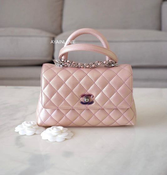 Chanel Mini (Small) Coco Handle Quilted Black Caviar Aged Gold Hardwar –  Coco Approved Studio