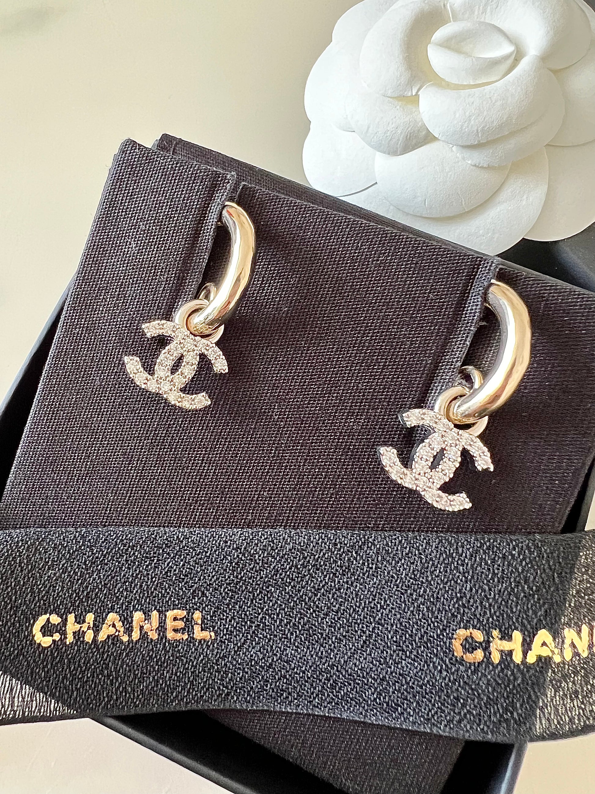 CHANEL 23C Dangle CC Stud Earrings Light Gold Hardware – AYAINLOVE CURATED  LUXURIES