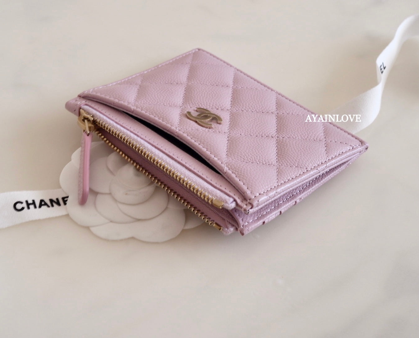 Chanel card holder zipper online