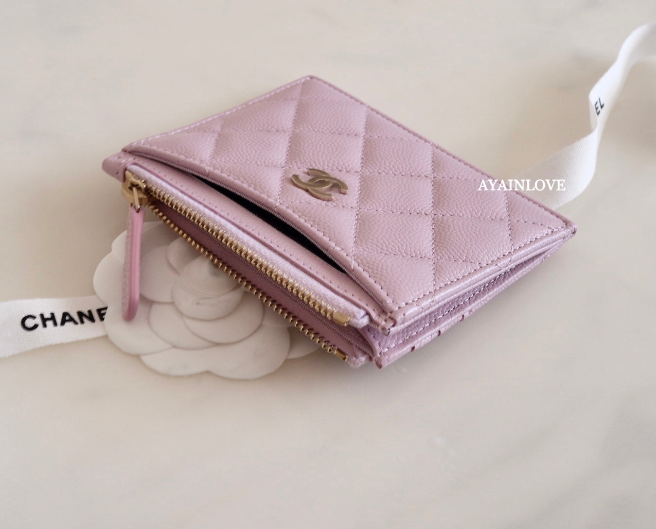 Chanel SLG Snap Card Holder, Lilac Caviar Leather with Silver Hardware, New  in Box GA002