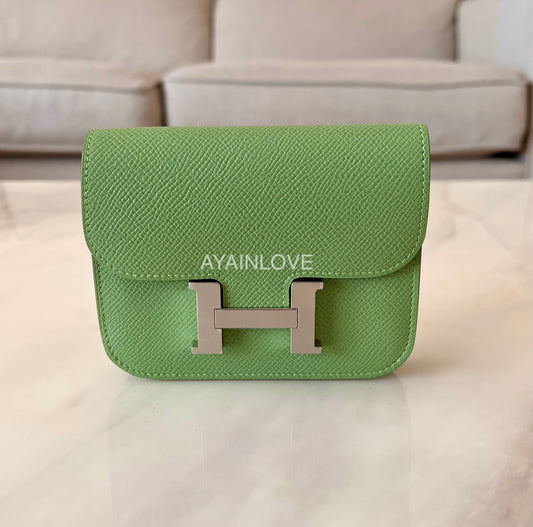 HERMES Constance Slim Epsom Vert Criquet Palladium Hardware