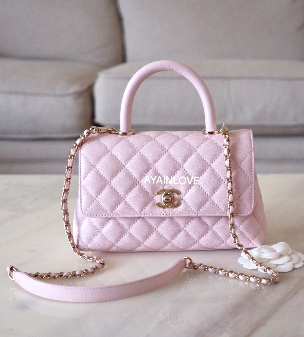 Chanel 21K Iridescent Pink Small Coco Handle