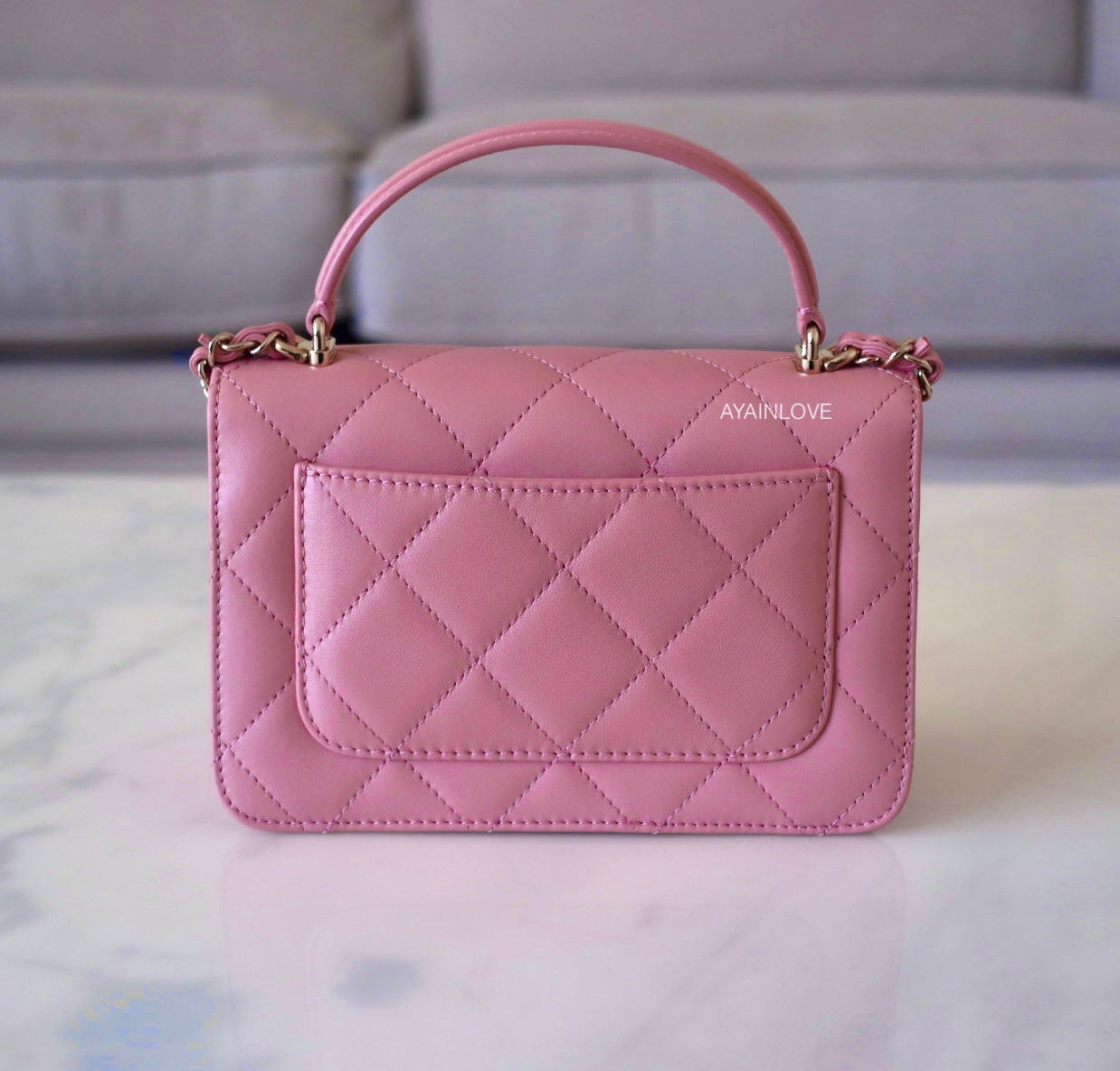 Replica Chanel Small Trendy CC A92236 Pink Flap Bag With Metal Plate