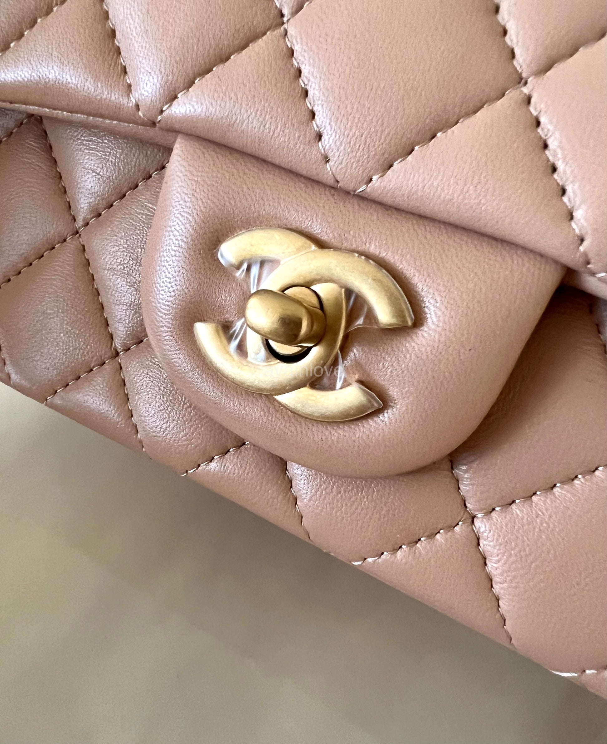 CHANEL Beige Lamb Skin Microchipped Top Handle Mini Flap Bag Gold Hard – AYAINLOVE  CURATED LUXURIES