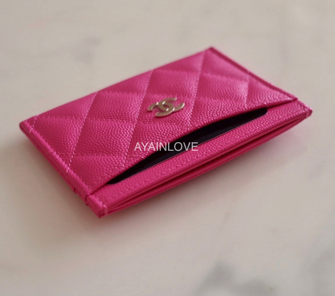 Chanel 22P Dark Pink Caviar Flat Card Holder Light Gold Hardware –  AYAINLOVE CURATED LUXURIES