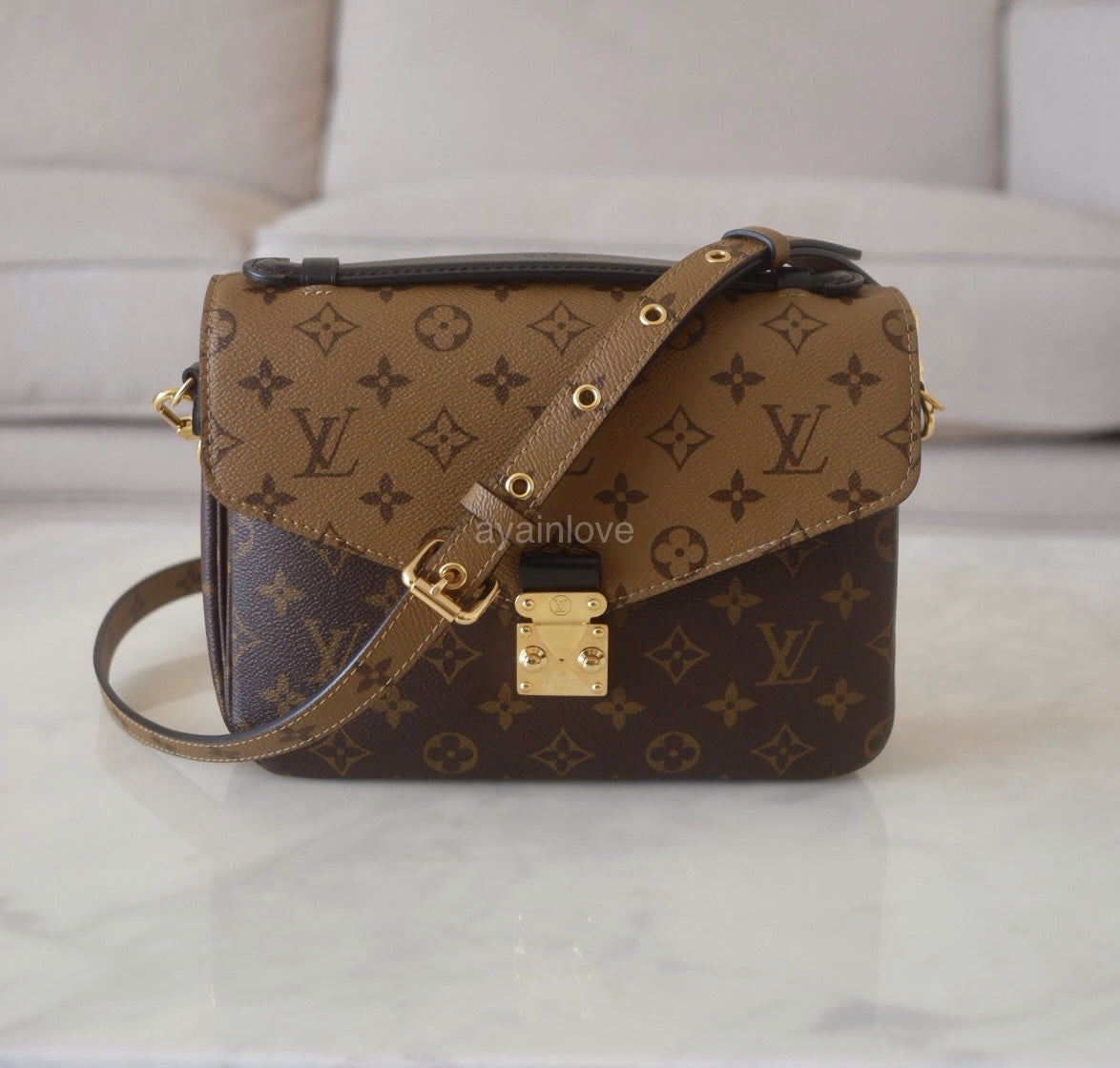 LOUIS VUITTON LV Reverse Monogram Pochette Metis Gold Hardware ...