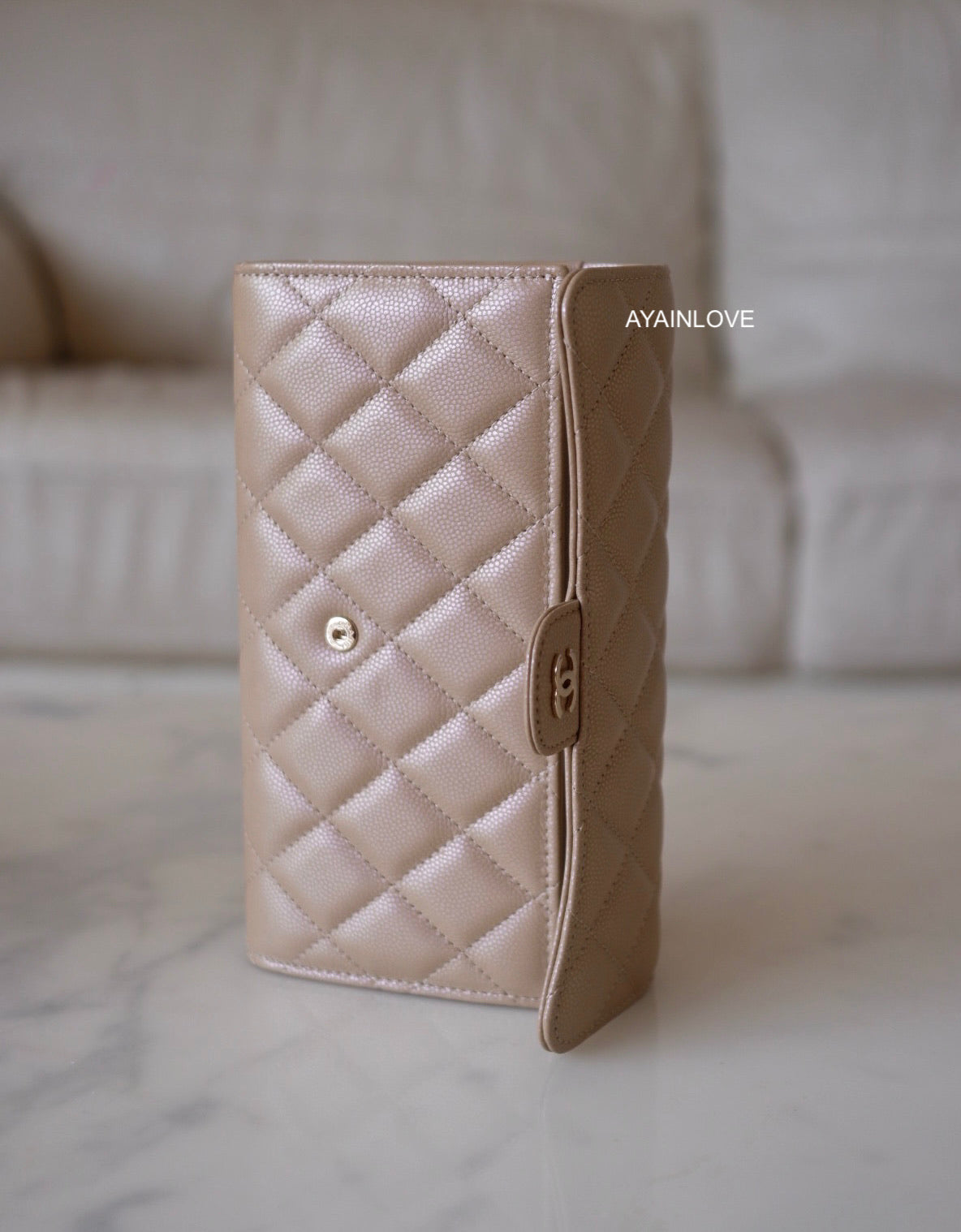 Chanel 21S IRIDESCENT Beige Zipped CARD HOLDER Lambskin Leather Unboxing  @luxurypl3847 