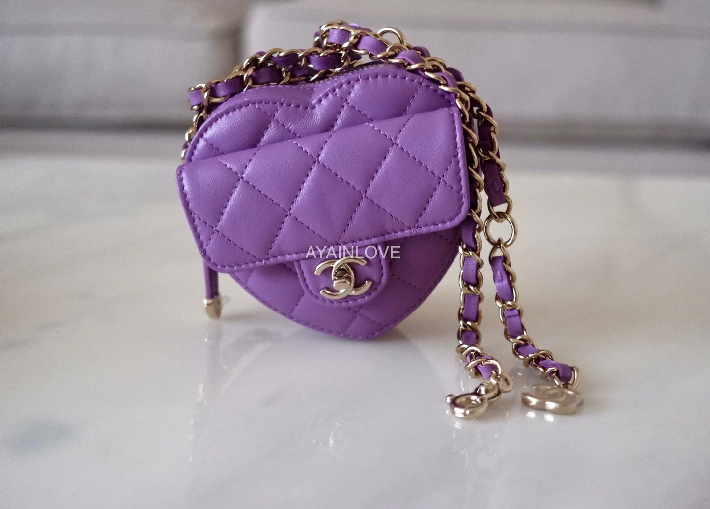 CHANEL 22S Purple CC In Love Heart Belt Bag Light Gold Hardware – AYAINLOVE  CURATED LUXURIES