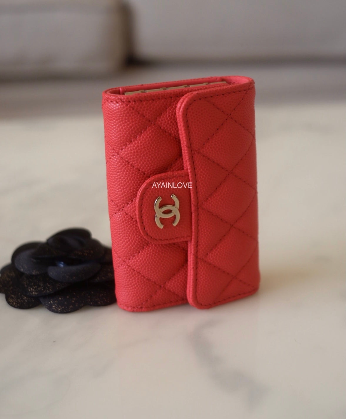Chanel Pink Caviar Leather CC Logo 6 Key Holder Chanel